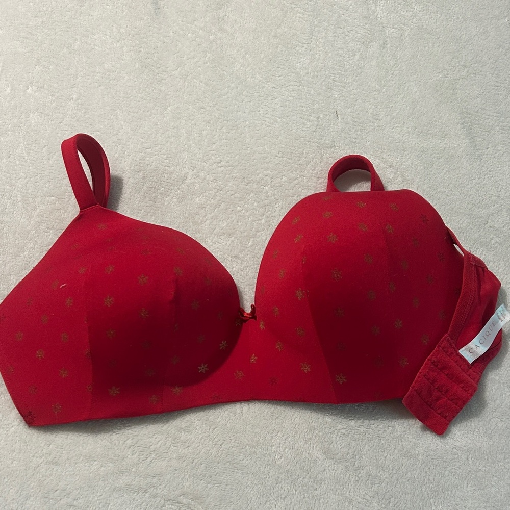 Cacique Scarlet Bra with Subtle Gold Accents